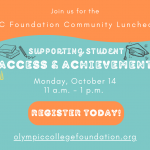 Teal and Orange Image with Community Luncheon Details